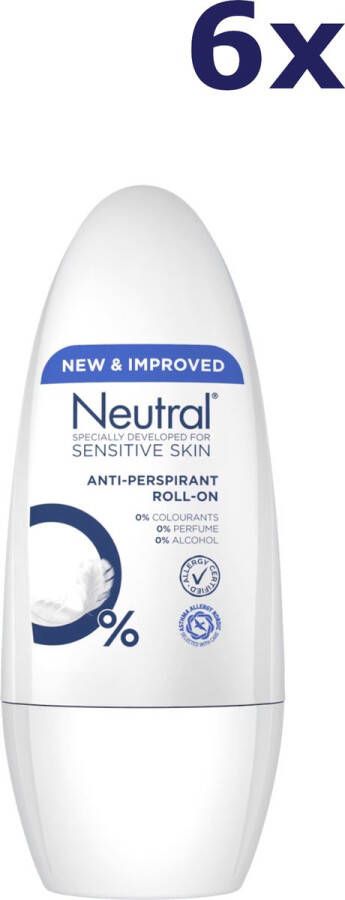 Neutral Sensitive Skin Deodorant Roller 6 x 50ml voordeelverpakking