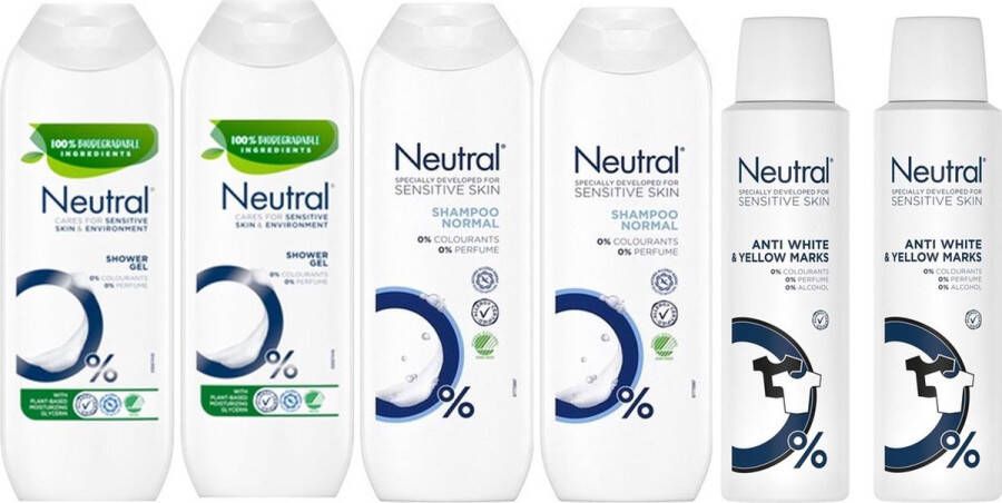 Neutral Verzorgingspakket Douchegel 1000 ml 2 Deodorant Spray 2 Shampoo