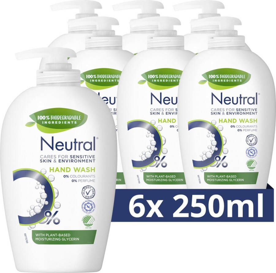 Neutral Parfumvrij vloeibare handzeep 6 x 250 ml voordeelverpakking