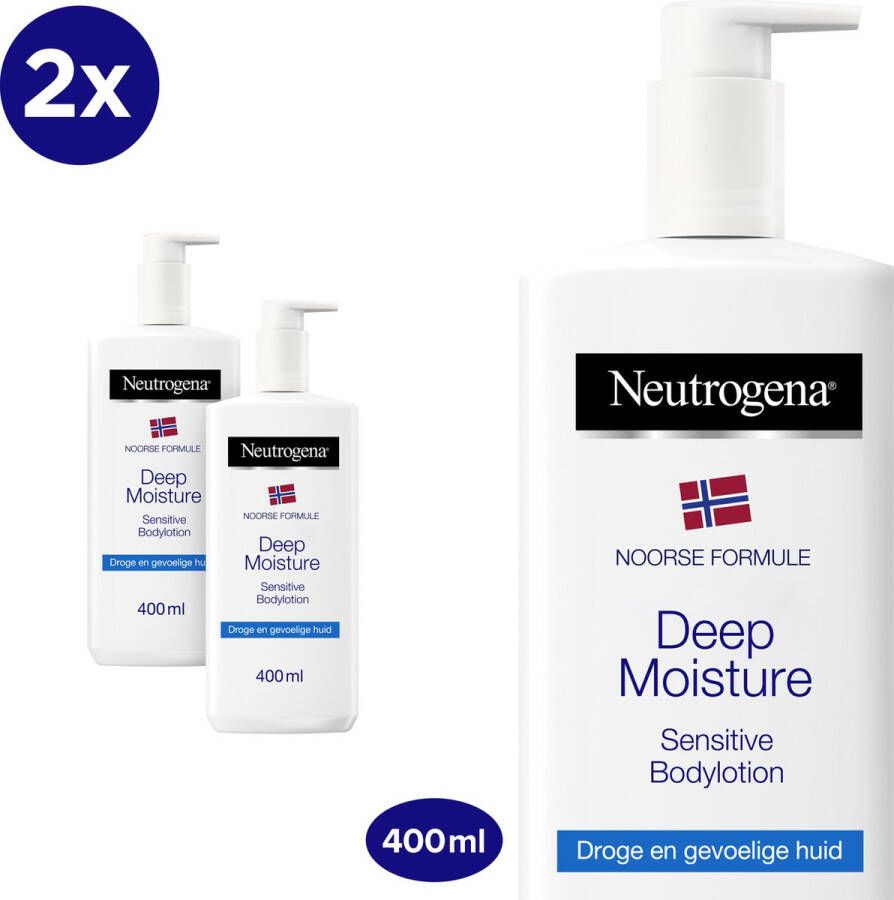 Neutrogena Deep Moisture Bodylotion Sensitive Noorse formule parfumvrije bodylotion droge en gevoelige huid 2 x 400 ml