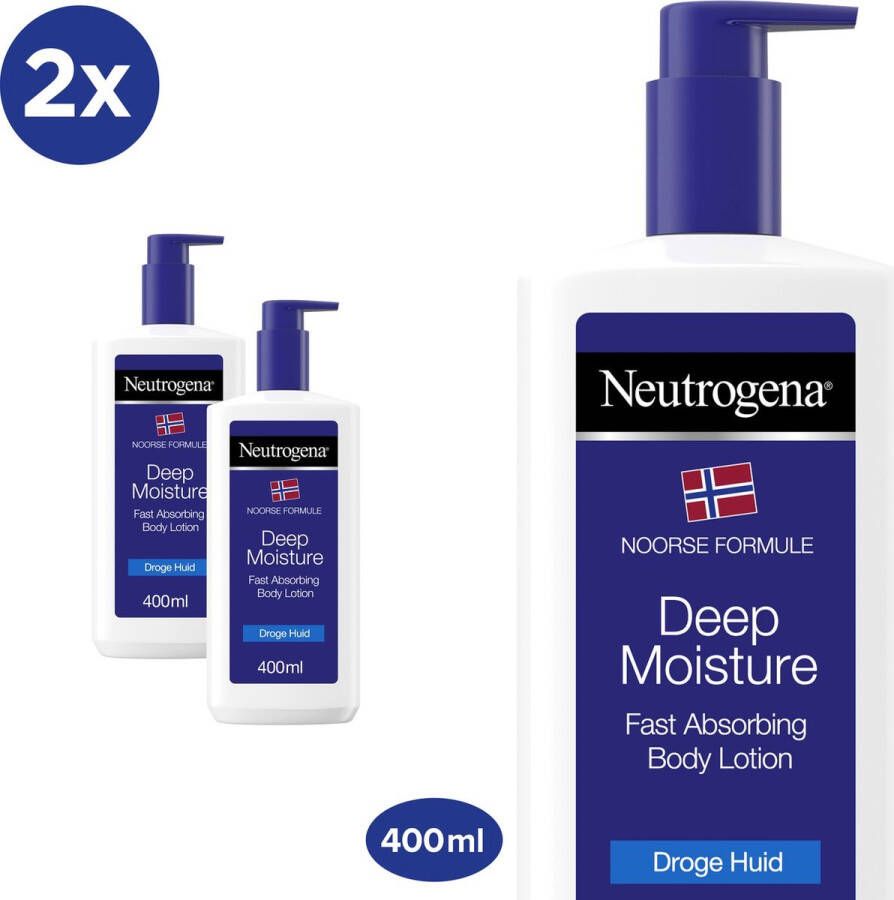 Neutrogena Deep Moisture snel absorberende bodylotion Noorse formule bodycrème droge huid 2 x 400 ml