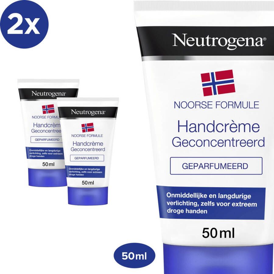 Neutrogena handcrème geparfumeerd Noorse formule voedende en beschermende vochtinbrengende crème voor droge en beschadigde handen 2 x 50 ml