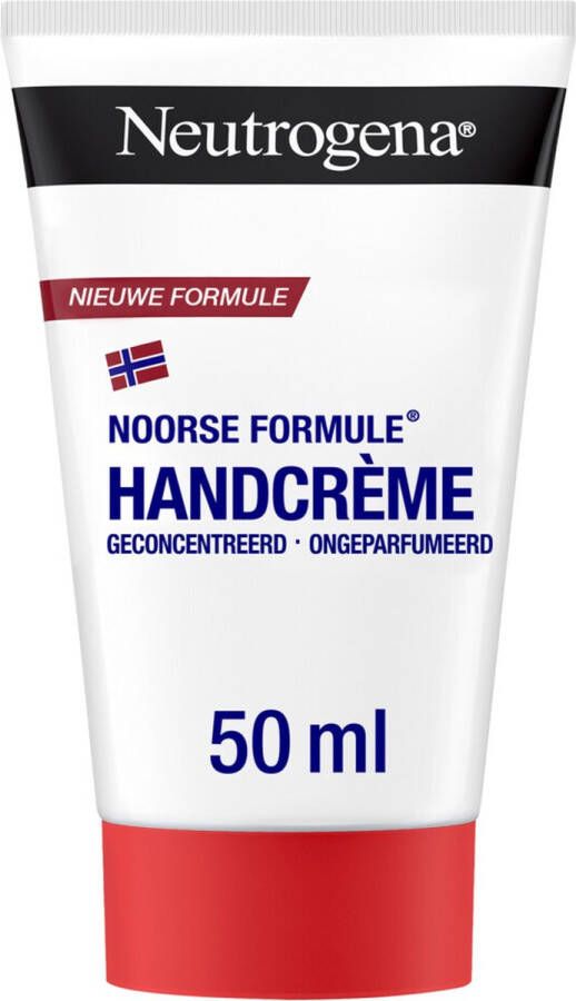 Neutrogena handcrème Noorse formule geconcentreerd en ongeparfumeerd dermatologisch getest 40 % glycerine en vitamine E geschikt voor de gevoelige huid 6 x 50 ml