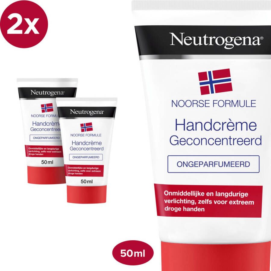 Neutrogena handcrème ongeparfumeerd Noorse formule voedende en beschermende vochtinbrengende crème voor droge en beschadigde handen 2 x 50 ml