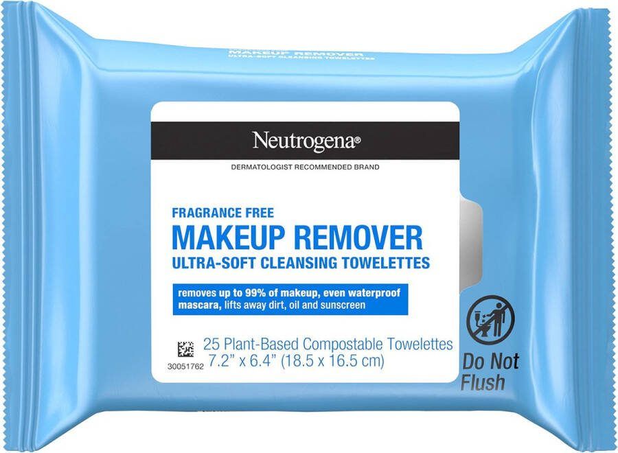 Neutrogena make-up remover reinigingsdoekjes geurvrij 25 vooraf bevochtigde doekjes