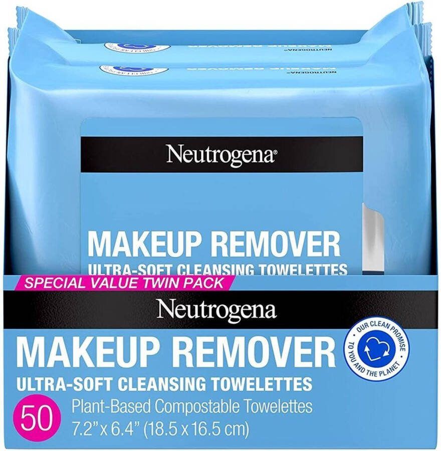 Neutrogena Makeup Remover Cleansing Towelette Singles Make-up remover Diepe gezichtsreiniger Reinigingsdoekjes Duo pak 2 stuks