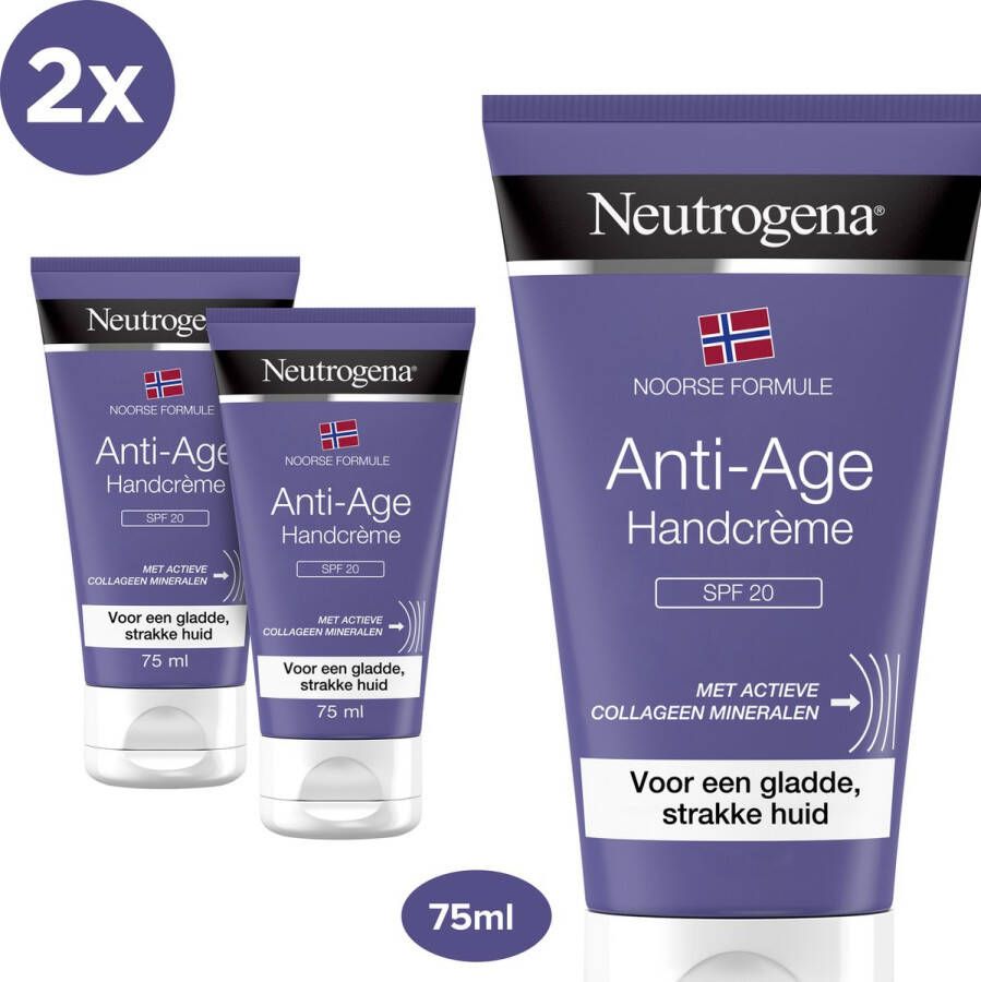 Neutrogena Noorse Formule Visibly Renew Anti-aging handcrème SPF20 ontwikkeld door dermatologen voor optimale bescherming en hydratatie 2 x 75 ml