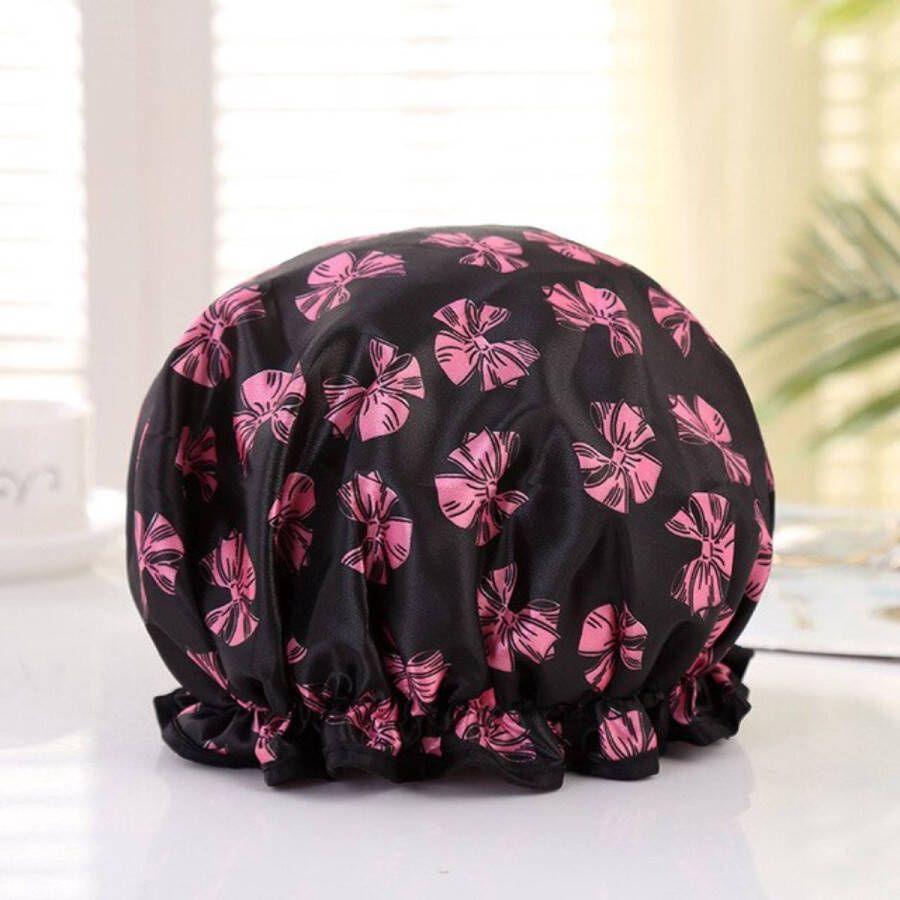 New Age Devi 2 x Dikke Douche muts Shower Cap Black Butterfly Waterdicht BadMuts Dubbele Laag Douchemuts Haar Cover Bedekking Vrouwen Benodigdheden DoucheCap Badkamer Accessoires