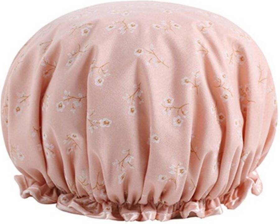 New Age Devi 2 x Dikke Douche muts Shower Cap Pink Flower Waterdicht BadMuts Dubbele Laag Douchemuts Haar Cover Bedekking Vrouwen Benodigdheden DoucheCap Badkamer Accessoires