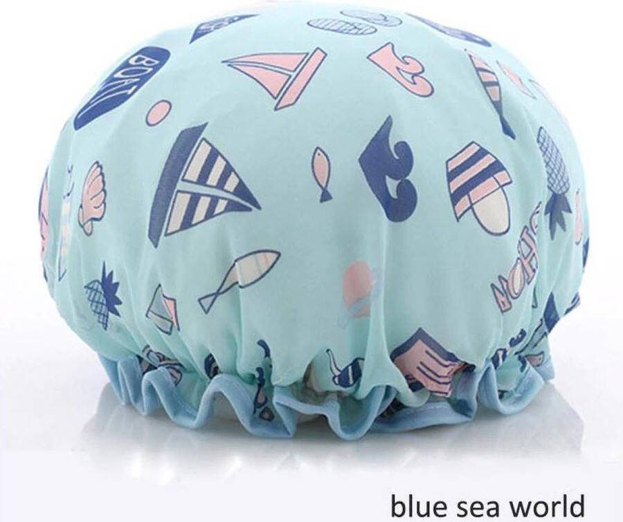 New Age Devi Dikke 1Stuks Douche muts Shower Cap Blue Sea World Waterdicht BadMuts Dubbele Laag Douchemuts Haar Cover Bedekking Vrouwen Benodigdheden DoucheCap Badkamer Accessoires