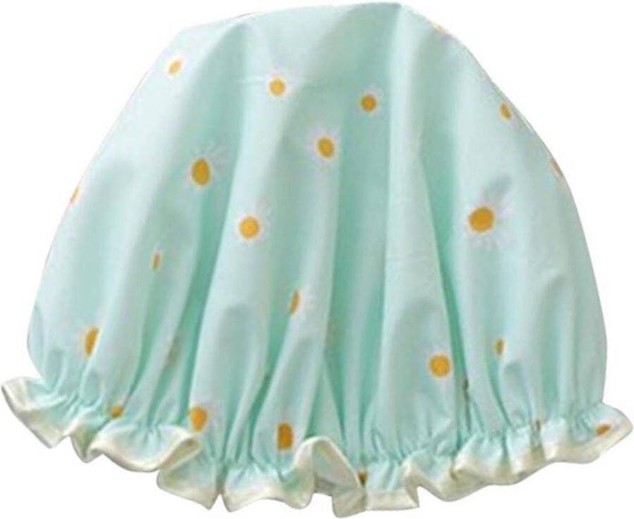 New Age Devi Dikke 1Stuks Douche muts Shower Cap Cyaan Madelief Waterdicht BadMuts Dubbele Laag Douchemuts Haar Cover Bedekking Vrouwen Benodigdheden DoucheCap Badkamer Accessoires
