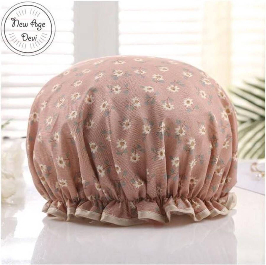 New Age Devi Dikke 1Stuks Douche muts Shower Cap Margriet Peach Waterdicht BadMuts Dubbele Laag Douchemuts Haar Cover Bedekking Vrouwen Benodigdheden DoucheCap Badkamer Accessoires