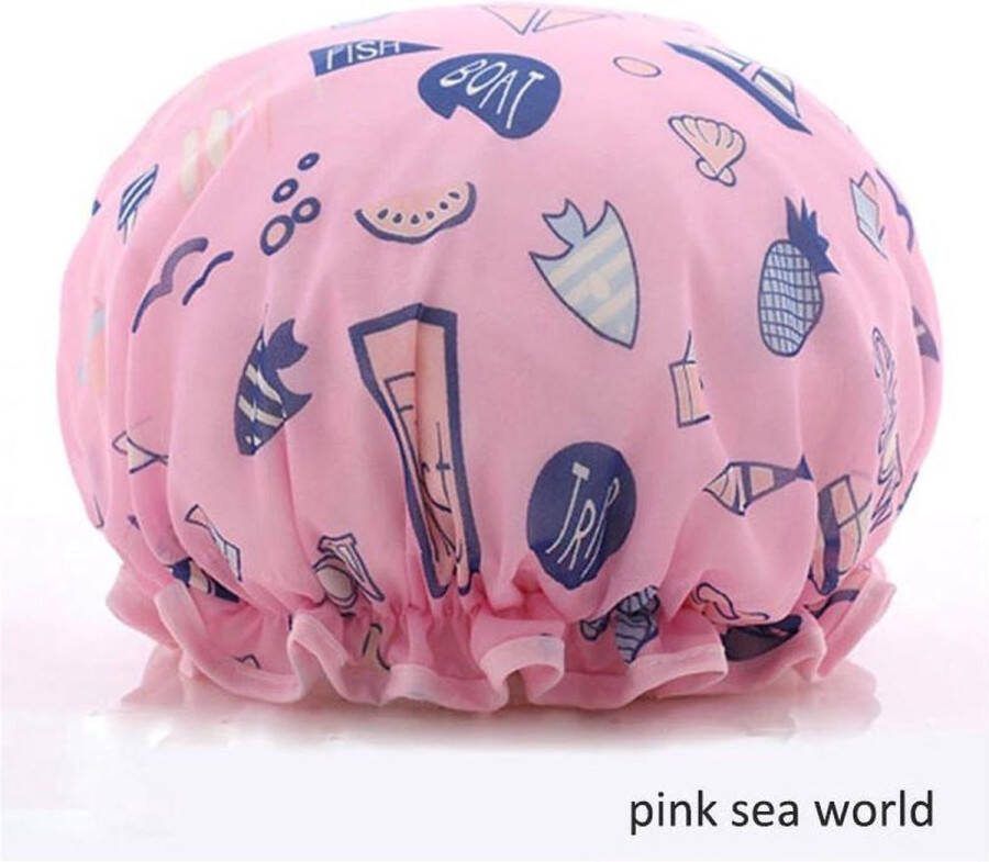 New Age Devi Dikke 1Stuks Douche muts Shower Cap Pink Sea World Waterdicht BadMuts Dubbele Laag Douchemuts Haar Cover Bedekking Vrouwen Benodigdheden DoucheCap Badkamer Accessoires