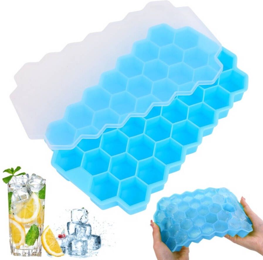 New Age Devi Honeycomb Honingraat ijsblokjesvorm ijsblokjes vorm met deksel Blauw