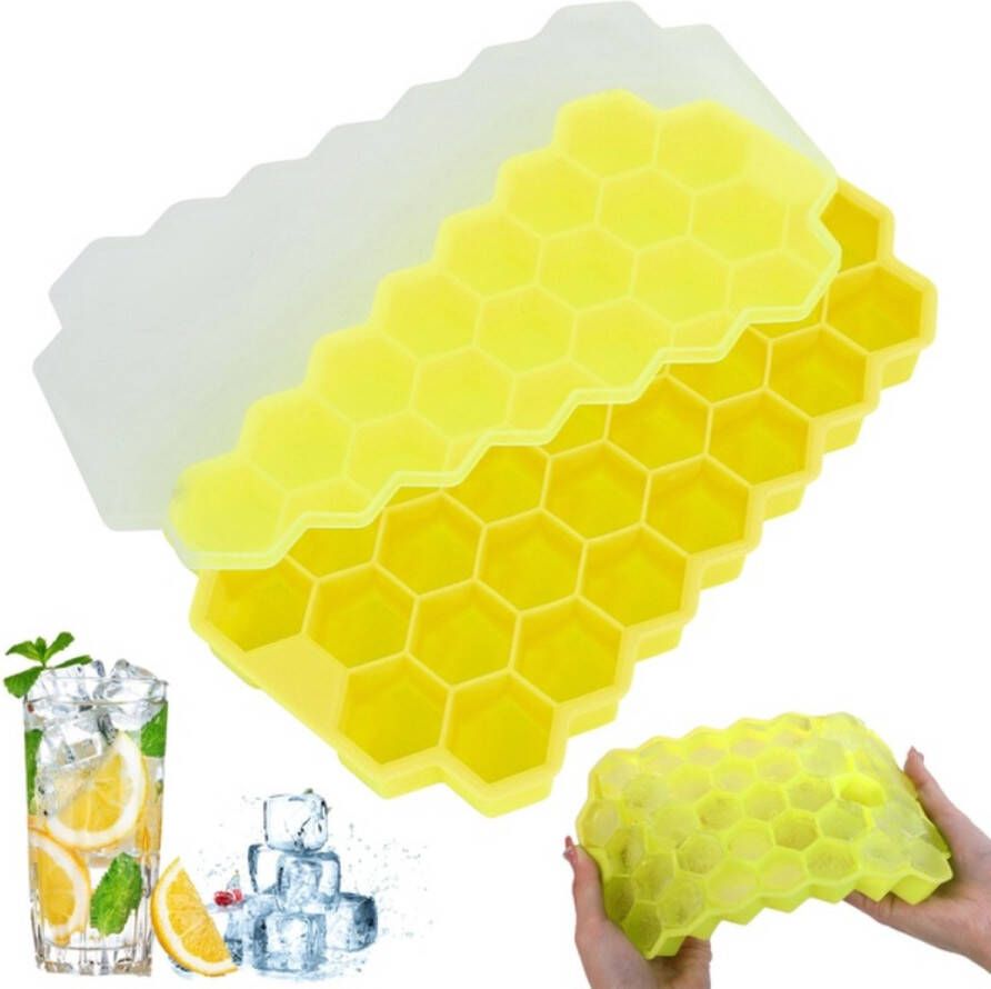 New Age Devi Honeycomb Honingraat ijsblokjesvorm ijsblokjes vorm met deksel Geel