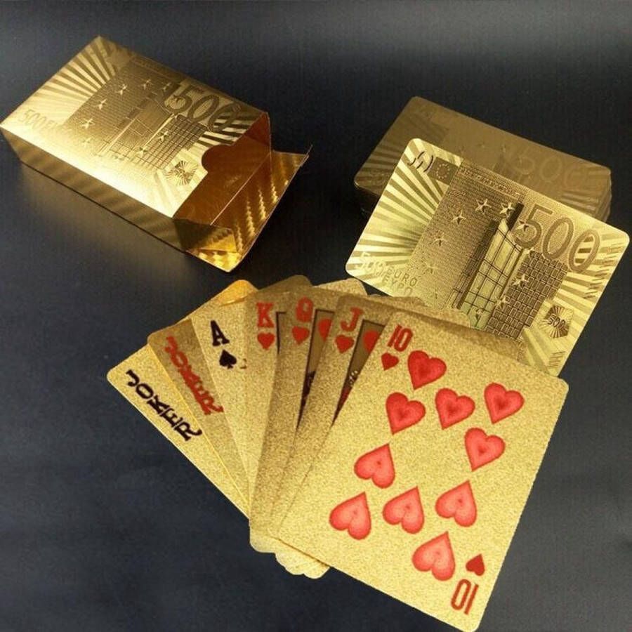New Age Devi Luxe Gouden Speelkaarten Pokerkaarten met 500 euro print Waterbestendig en Buigbaar!