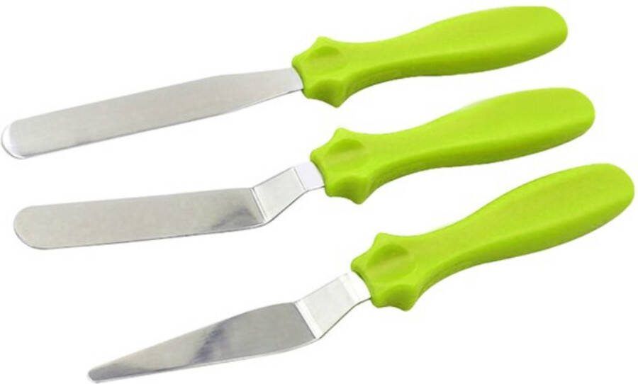 New Age Devi paletmes Spatel Gebogen Cake decoratie Fondant 3 stuks Groen
