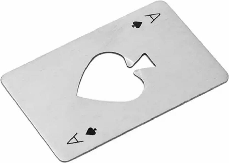 New Age Devi Schoppenaas multitool voor bierliefhebbers 1 Stuk RVS flesopener pokerkaart schoppen soda Cap opener (zilver)