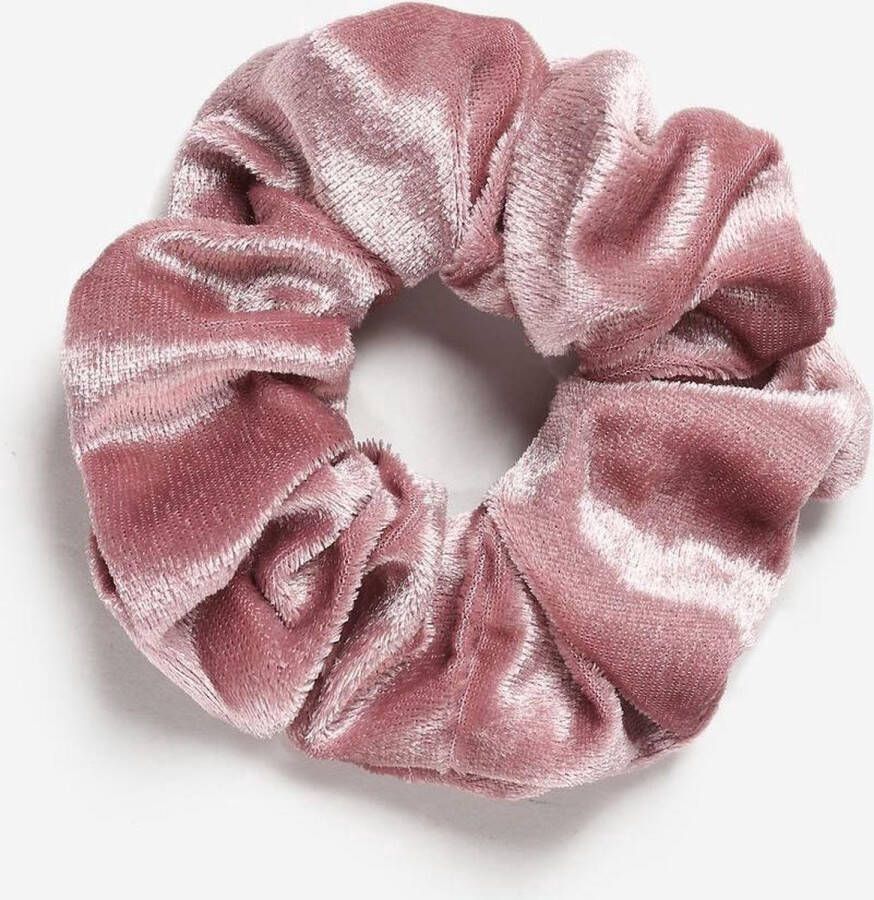 New Age Devi Velvet scrunchie haarwokkel Oud roze