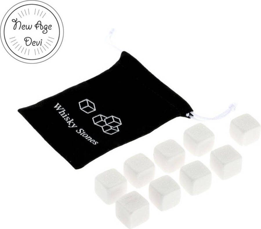 New Age Devi Whiskey Stones Whiskie Stenen 9 Stuks Natuurstenen On the Rocks Natuurlijke Ijsklontjes