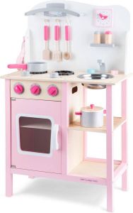 New Classic Toys Houten Kinderkeuken Roze Inclusief Accessoires Aanrechthoogte is 55 centimeter