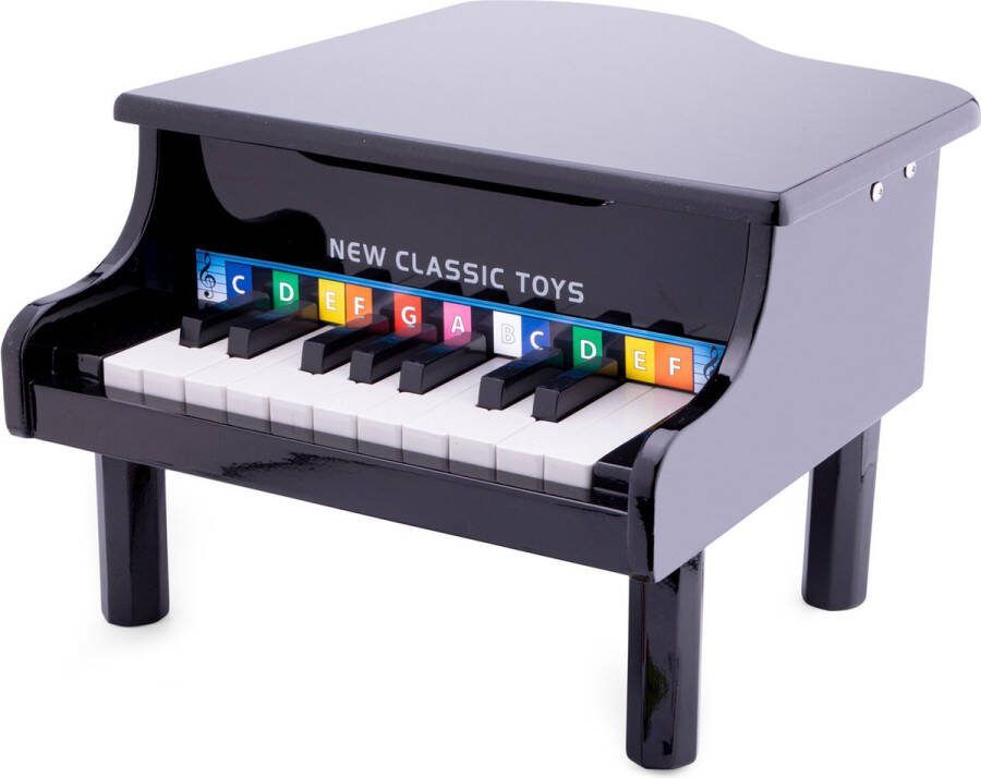 New Classic Toys Houten Speelgoed Piano Vleugel Speelgoedinstrument Zwart Inclusief Muziekboekje