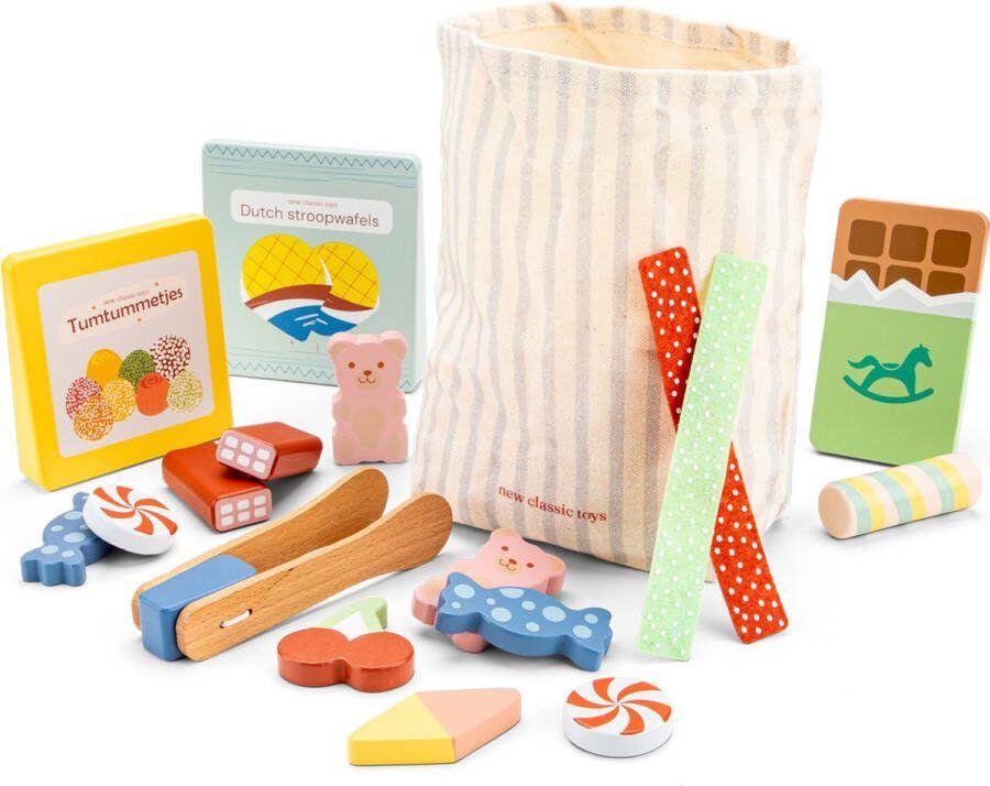 New Classic Toys Houten Speelgoed Snoepjes Speelset Snoep in Zak Winkel Accessoires FSC