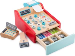 New Classic Toys Houten Speelgoedkassa Inclusief Accessoires Rood
