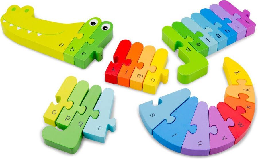 New Classic Toys Leer het Alfabet A t m Z Vormenpuzzel Krokodil