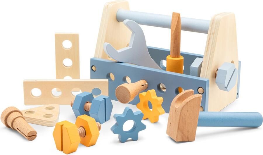 New Classic Toys Houten Gereedschapskist Speelgoed Gereedschap 16 Onderdelen FSC