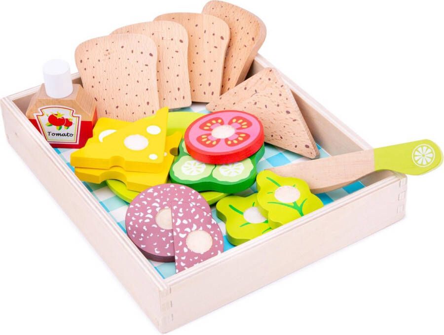 New Classic Toys Speelgoedeten en -drinken Snijset Lunch-Picknick Box 18 delig