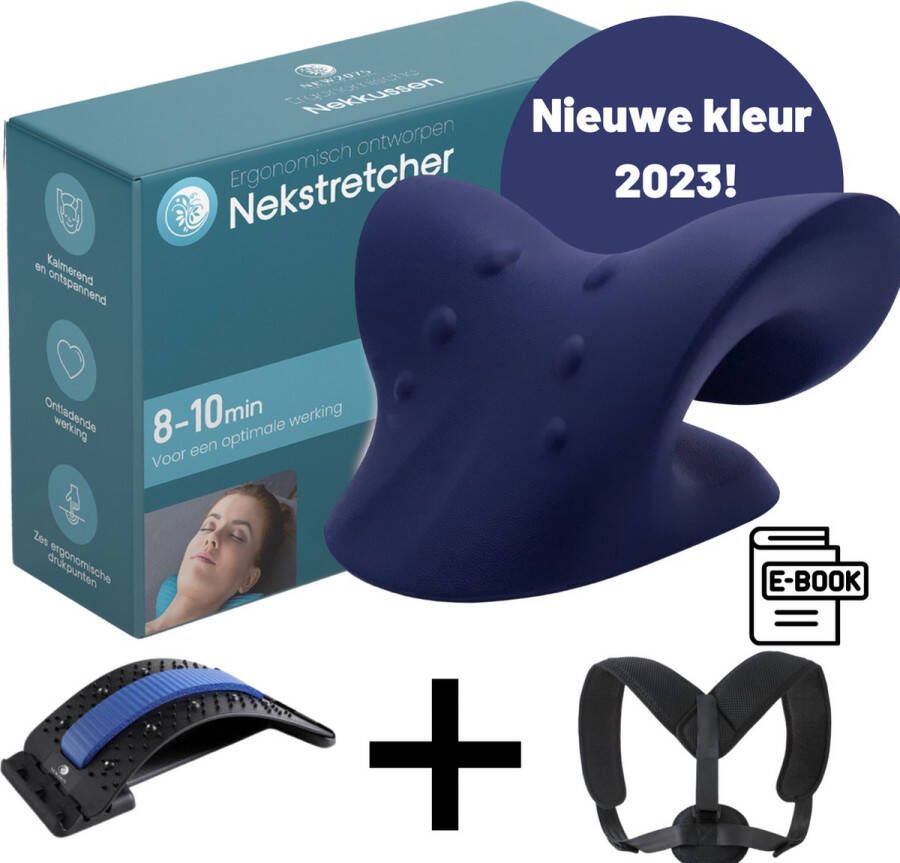 NEW2075 improve your wellness massageapparaten backstretcher- Nekstretcher-rug corrector-zwart-Body Package-paars