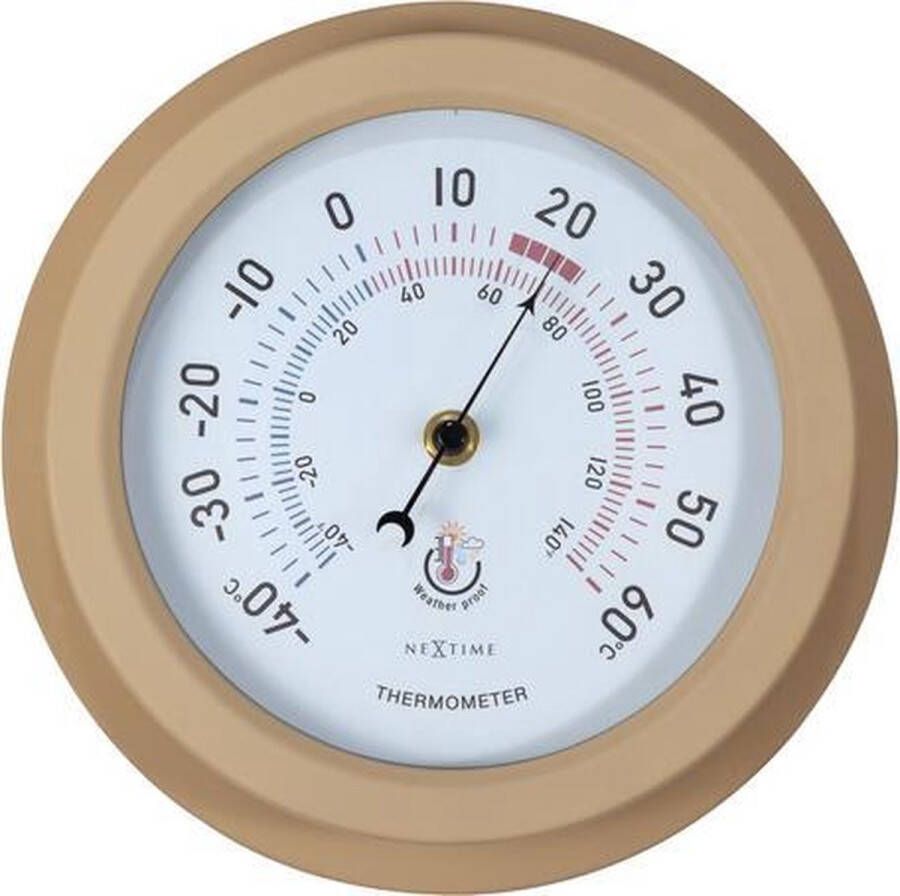 Nextime Buitenthermometer Lily Ø22cm Metaal Bruin