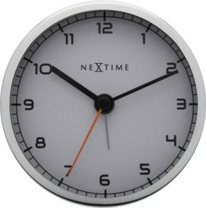 NeXtime Company Alarm Wekker Stil Uurwerk Rond Metaal Ø9.0 cm Wit Zilver