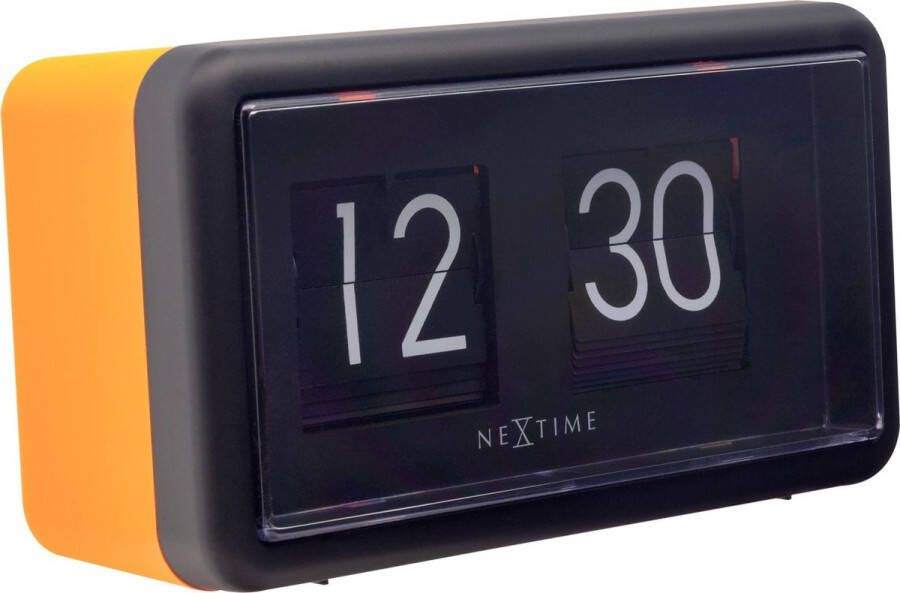 NeXtime Flip klok 18x10x7cm tafel wand oranje zwart NE-5228OR