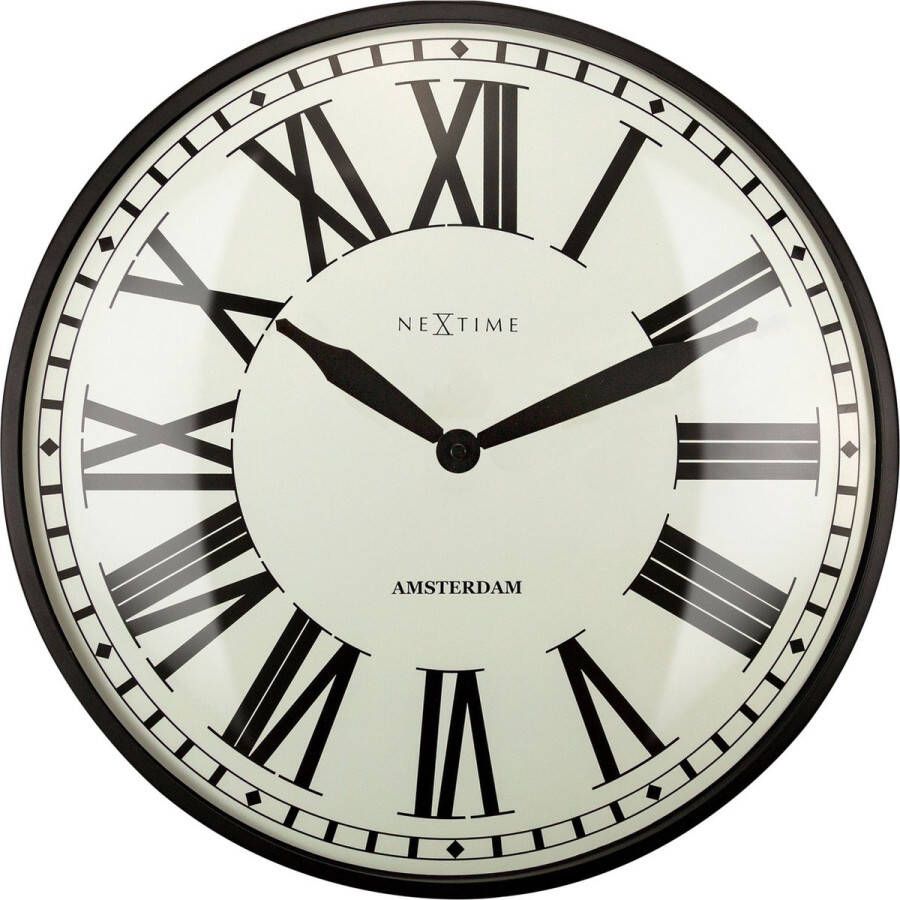 NeXtime Landelijke wandklok 40cm -Stille klok Black-Metal- Nieuw Amsterdam