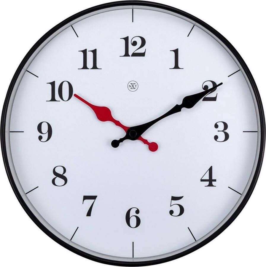NeXtime nXt Bernard Klok Kunststof en Glas Rond Ø25 cm Wit en Zwart