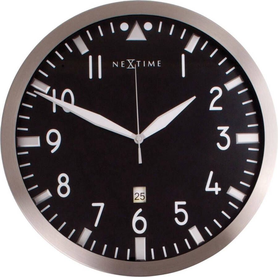 NeXtime Pilot Klok Rond Aluminium Ø44 cm Zwart