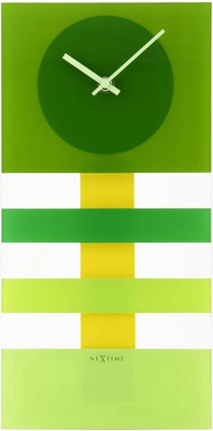 NeXtime Bold Stripes Klok Rechthoekig Glas 38x4.5 cm Groen