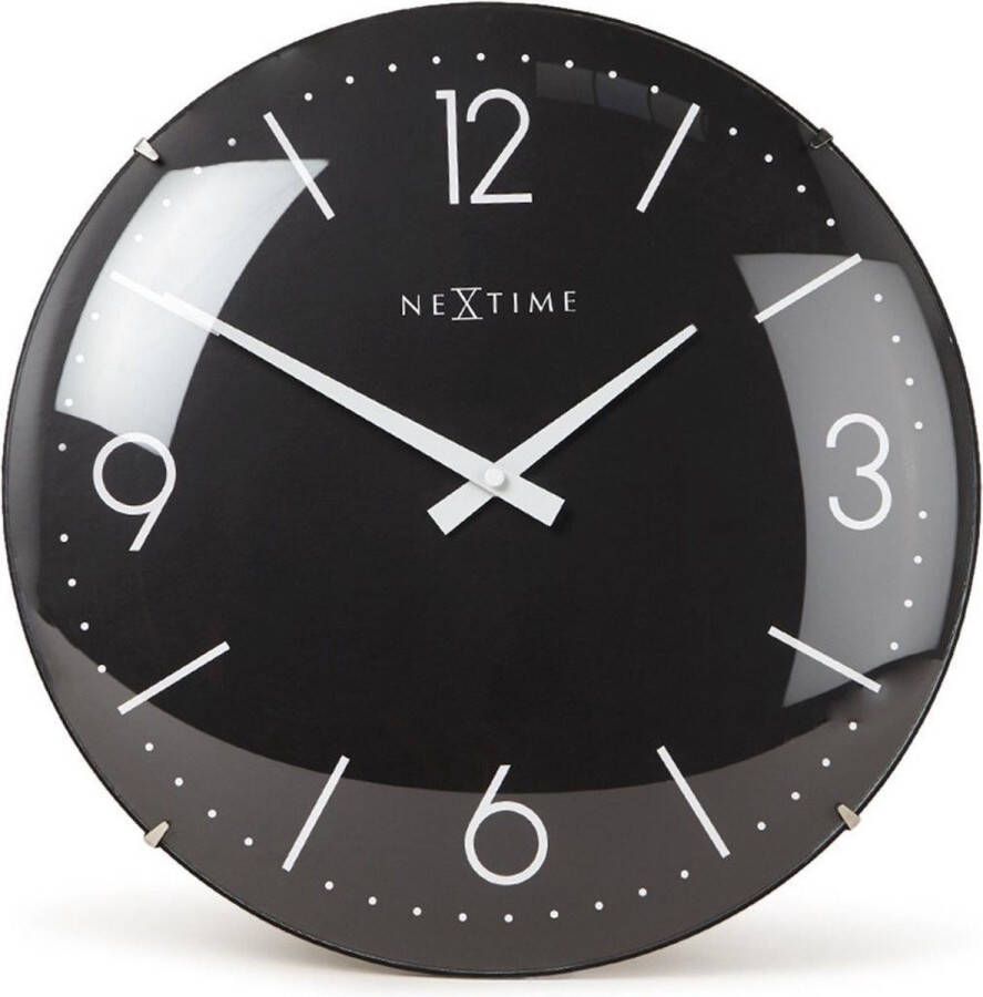 NeXtime Wandklok dia. 35 cm bol glas zwart 'Basic Dome