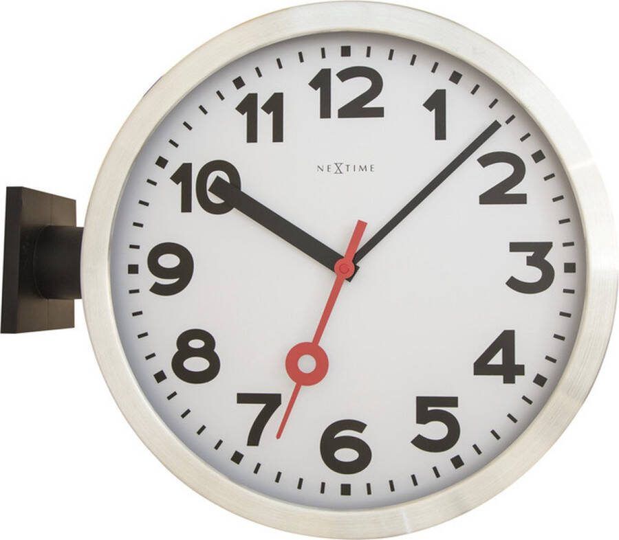 NeXtime Wandklok dia. 38 cm aluminium glas wit NE-3217
