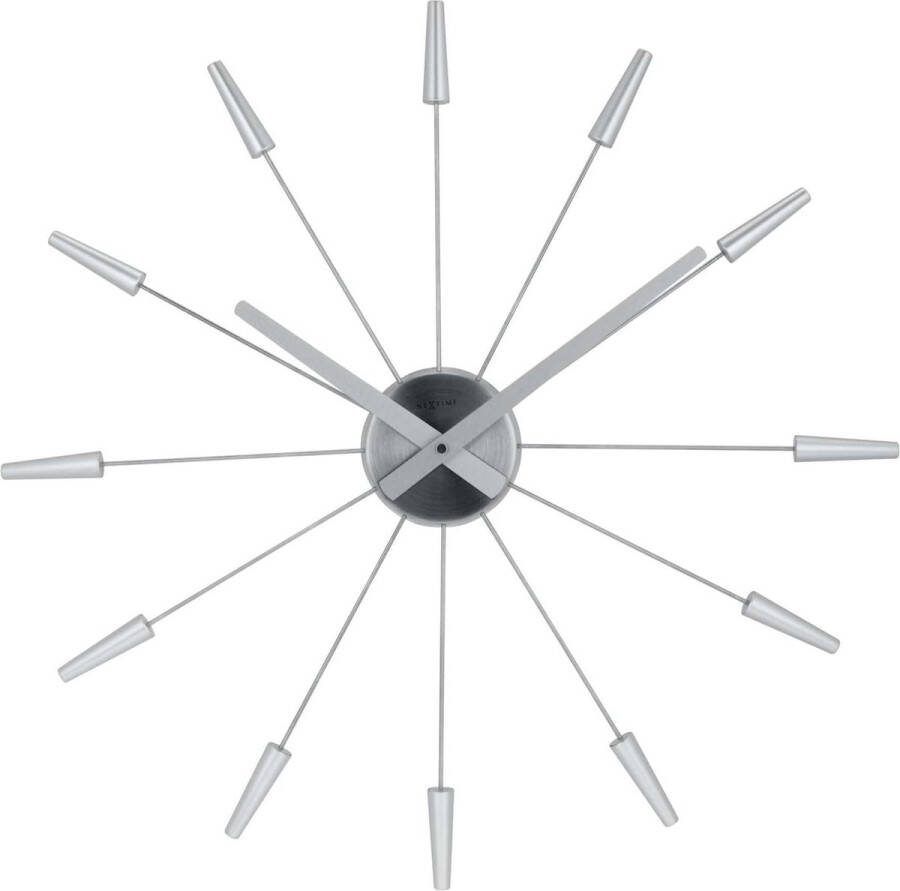 NeXtime Wandklok dia. 58 cm metaal zilver 'Plug inn' NE-2610ZI