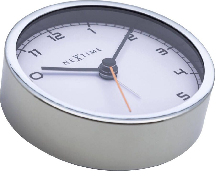 NeXtime Company Alarm Wekker Stil Uurwerk Rond Metaal Ø9.0 cm Wit Zilver