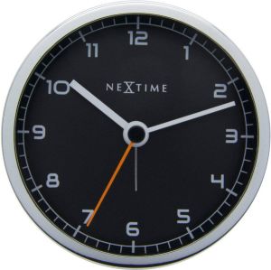 NeXtime Company Alarm Wekker Stil Uurwerk Rond Metaal Ø9.0 cm Zwart Zilver
