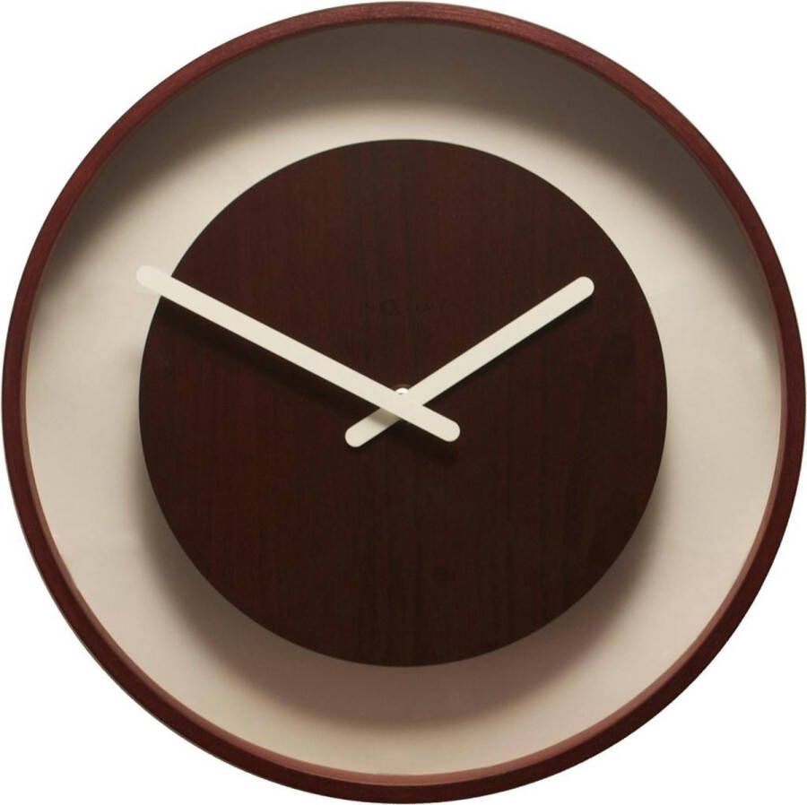 NeXtime Wood Loop Klok Rond Glas Ø30 cm Hout Donker bruin