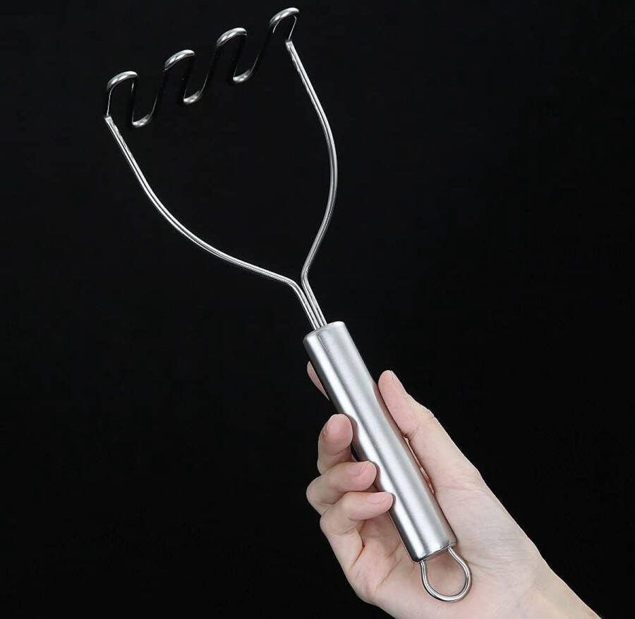 Nforce Aardappelstamper Roestvrijstalen Heavy-duty metalen Aardappelpers Met Spiegelpoets Voedselstamper Handstamper Groentenfruitpuree Vaatwasmachinebestendig