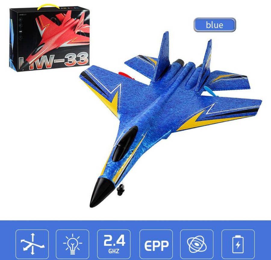 NIBA HW-33 RC vliegtuig Met Afstandsbediening Straaljager Blauw TIKTOK Drones 2024 Vliegtuigen Ready To FLY Op Afstand Bestuurbaar Speelgoed Volwassenen Oplaadbaar MAX 50 KM U !!