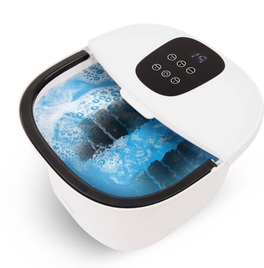 NICEEY Massage Voetenbad XXL – Elektrisch Voetbad met Bubbelfunctie – 10 Massage Rollers – Tot 48°C Infrarood Voetmassage 12L Wit