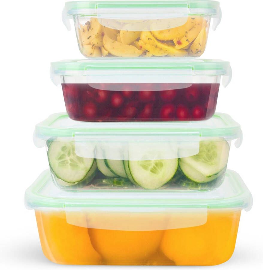 NICEEY Meal Prep Bakjes 4 Stuks Glas Vershoudbakjes Set met Deksel Magnetron Bakjes met Deksel Diepvriesbakjes