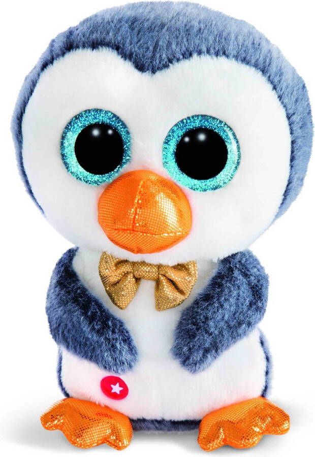 Nici Pinguin Sniffy pluche knuffel wit blauw 15 cm Knuffeldier